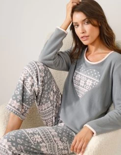 Pyjama Maille Polaire Manches Longues Imprimé Coeur -Lingerie Séries Magasin 703713 C00 zoomx vue5
