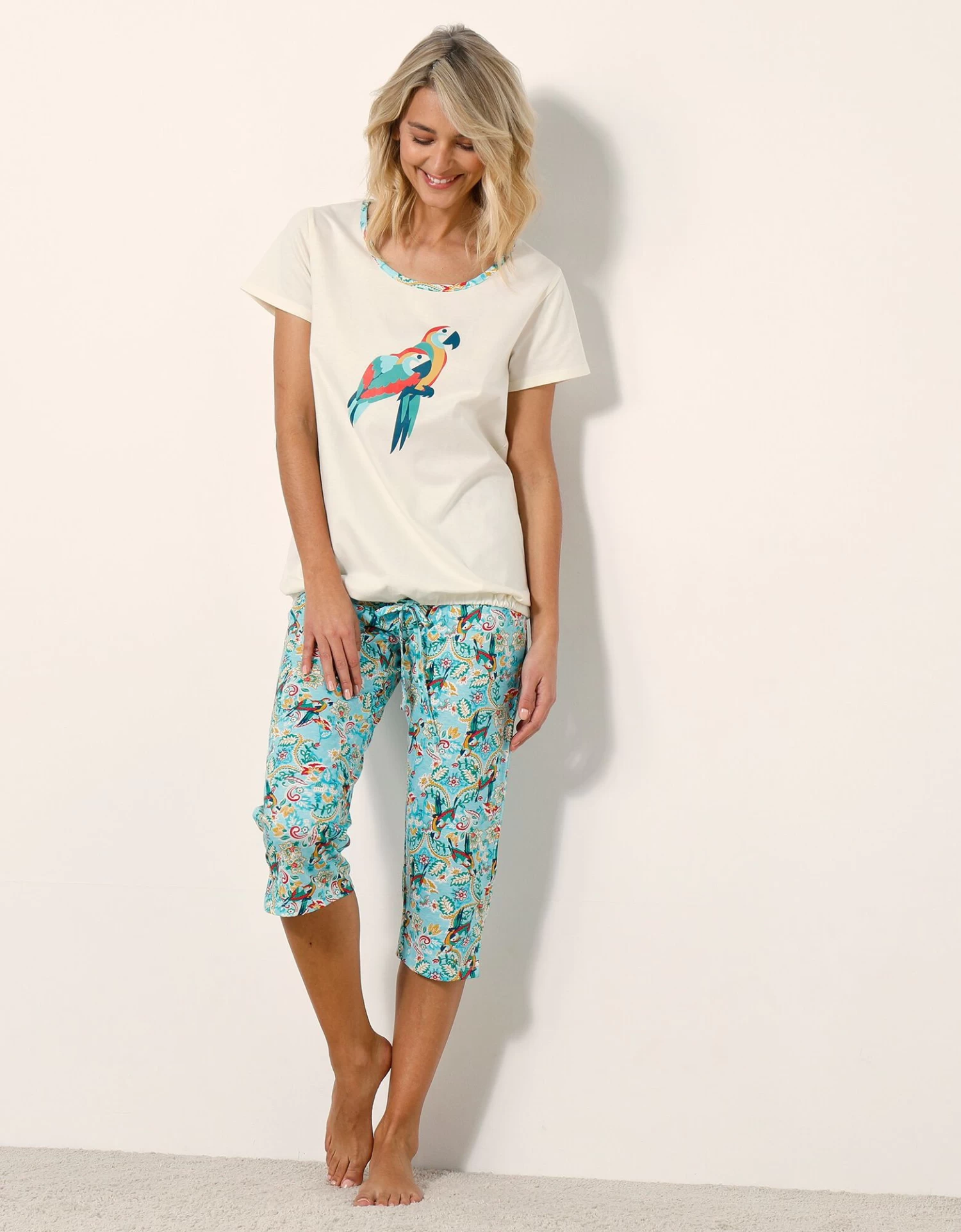 Pyjama Pantacourt Roméo Imprimé Toucan 1 Pyjama Pantacourt Roméo Imprimé Toucan