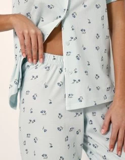 Pyjama Pantalon Court Imprimé « Tulipes » - Col Tailleur -Lingerie Séries Magasin 703728 C01 zoomx vue7