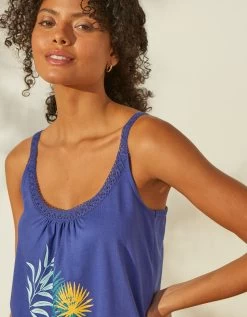 Top De Pyjama En Coton Et Macramé - Uni Tropical -Lingerie Séries Magasin 703735 C01 zoomx vue3