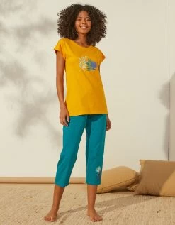 Tee-shirt De Pyjama En Coton Manches Courtes - Uni Tropical -Lingerie Séries Magasin 703741 C00 zoomx vue5