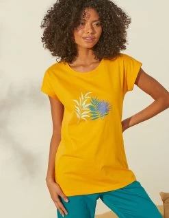 Tee-shirt De Pyjama En Coton Manches Courtes - Uni Tropical -Lingerie Séries Magasin 703741 C00 zoomx vue6