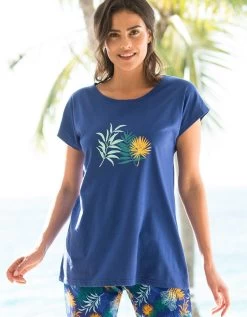 Tee-shirt De Pyjama En Coton Manches Courtes - Uni Tropical