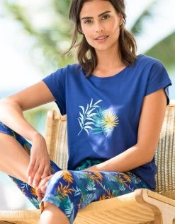 Tee-shirt De Pyjama En Coton Manches Courtes - Uni Tropical -Lingerie Séries Magasin 703741 C01 zoomx vue4