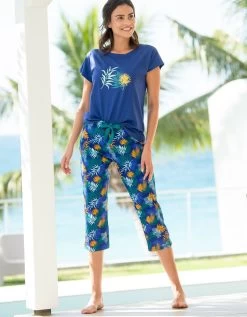 Pantacourt De Pyjama En Coton - Imprimé Tropical -Lingerie Séries Magasin 703755 C00 zoomx vue4