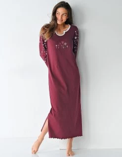 Chemise De Nuit Imprimée Fleurs - Manches Longues