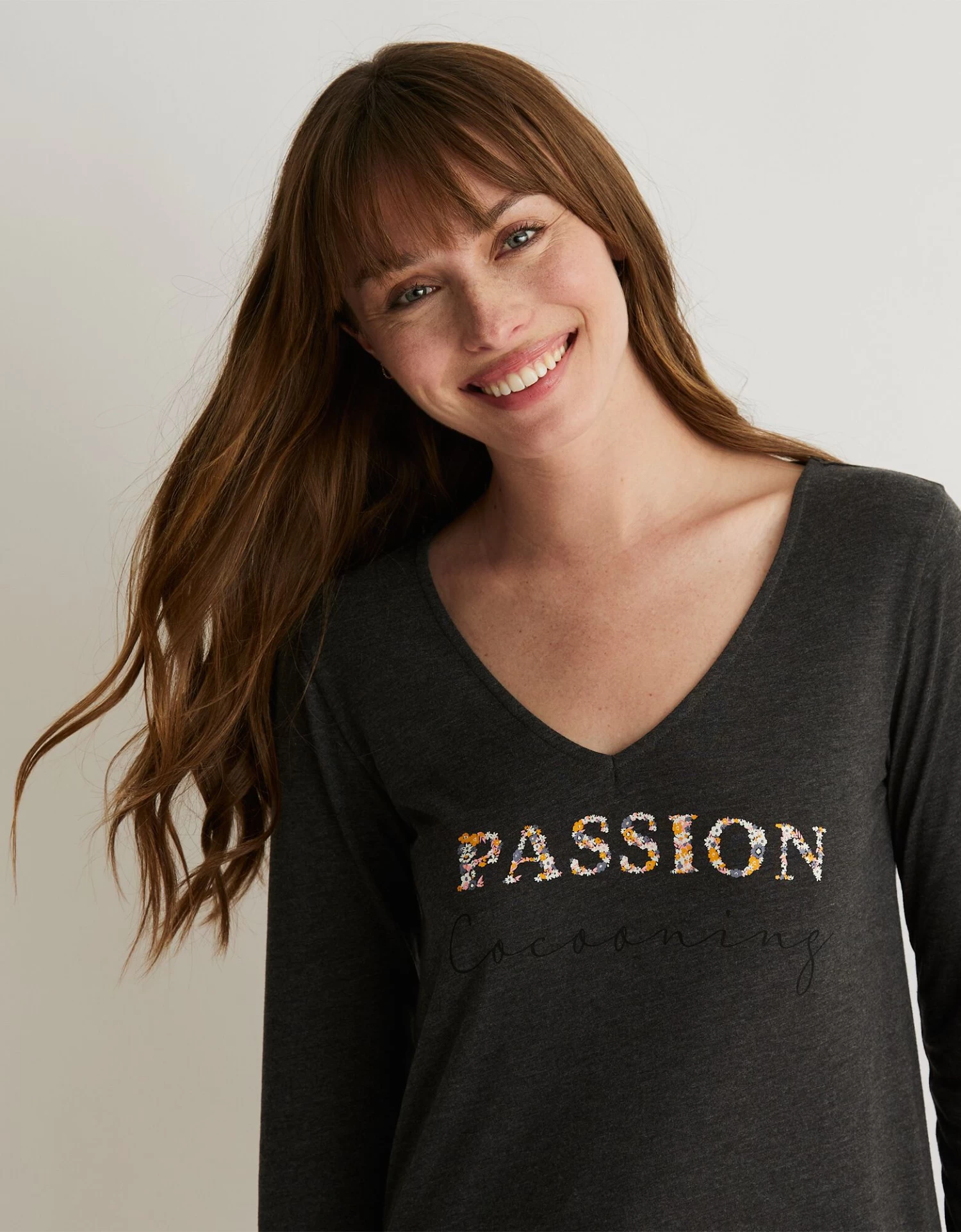 Tee-shirt Pyjama Manches Longues Imprimé "passion Cocooning" 1 Tee-shirt Pyjama Manches Longues Imprimé "passion Cocooning"