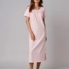 Chemise De Nuit Longue Manches Courtes Unie