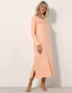 Chemise De Nuit Longue Manches Longues Unie