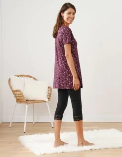 Pyjama Longueur Tunique Imprimé Avec Legging Court -Lingerie Séries Magasin 703857 C01 zoomx vue5
