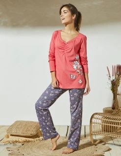 T-shirt Pyjama Manches Longues Imprimé Placé Papillons -Lingerie Séries Magasin 703913 C04 zoomx vue6