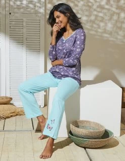 T-shirt Pyjama Manches Longues Imprimé Papillons -Lingerie Séries Magasin 703914 C02 zoomx vue5