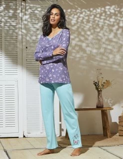 T-shirt Pyjama Manches Longues Imprimé Papillons -Lingerie Séries Magasin 703914 C02 zoomx vue6