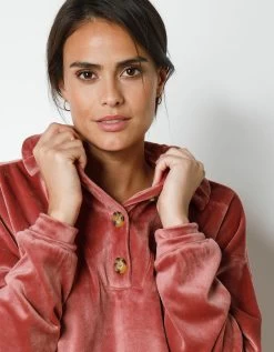 Pyjama Velours Stretch Manches Longues Col Boutonné -Lingerie Séries Magasin 703933 C02 zoomx vue5