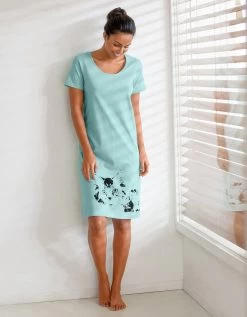 Chemise De Nuit Courte Imprimé Chat - Lot De 2