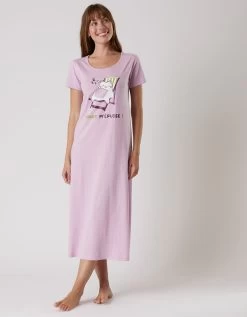 Chemise De Nuit Longue Manches Courtes – Imprimé "chat" -Lingerie Séries Magasin 703953 C01 zoomx vue4