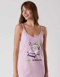 Nuisette Coton Fines Bretelles Imprimée "chat" -Lingerie Séries Magasin 703959 C01 zoomx vue5