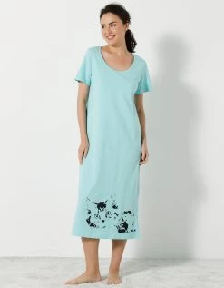 Chemise De Nuit Longue Imprimé Chat - Lot De 2