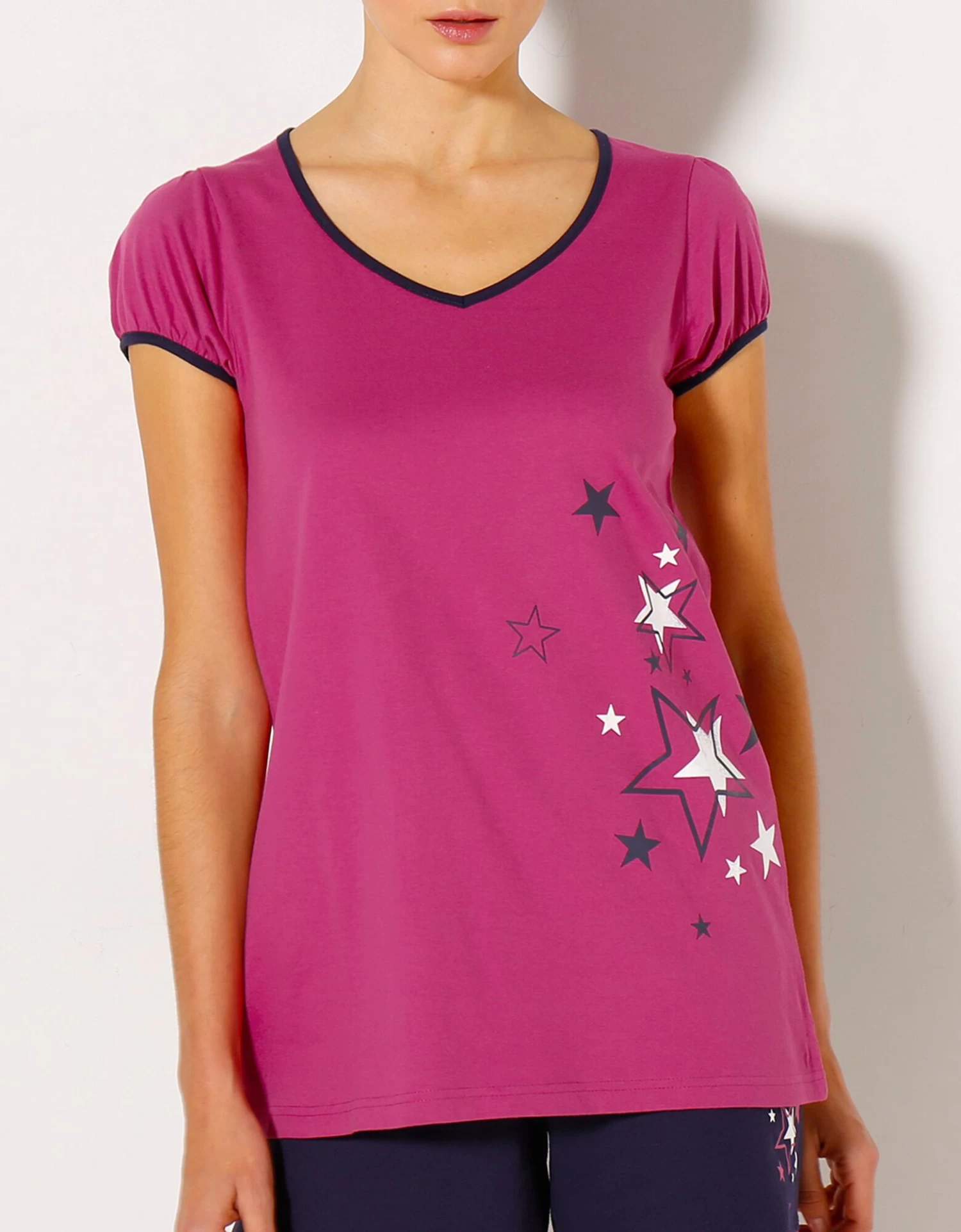 Tee-shirt Manches Courtes Uni + étoiles - Jersey Coton 1 Tee-shirt Manches Courtes Uni + étoiles - Jersey Coton