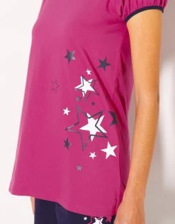 Tee-shirt Manches Courtes Uni + étoiles - Jersey Coton 5 Tee-shirt Manches Courtes Uni + étoiles - Jersey Coton -Lingerie Séries Magasin 703968 C01 zoomx vue3