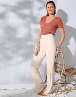 Pantalon Large Maille Côtelée Taille élastiquée -Lingerie Séries Magasin 703981 C02 zoomx vue3