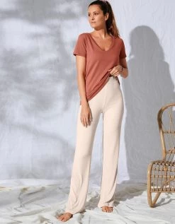 Pantalon Large Maille Côtelée Taille élastiquée -Lingerie Séries Magasin 703981 C02 zoomx vue5