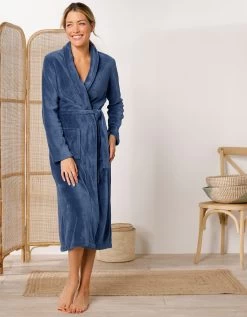 Peignoir Polaire Toucher Peluche Manches Longues, Longueur 115 Cm