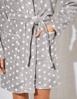 Peignoir Manches Longues Polaire Imprimée "pois" Toucher Peluche Longueur 92 Cm -Lingerie Séries Magasin 704512 C01 zoomx vue5