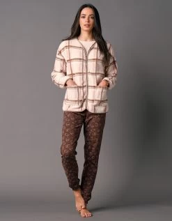 Veste D'intérieur Polaire à Carreaux Zippée 7 Veste D'intérieur Polaire à Carreaux Zippée -Lingerie Séries Magasin 704519 C01 zoomx vue3