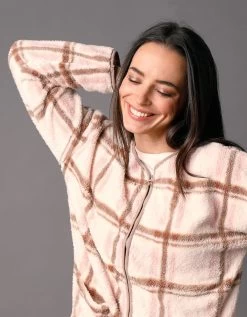 Veste D'intérieur Polaire à Carreaux Zippée 8 Veste D'intérieur Polaire à Carreaux Zippée -Lingerie Séries Magasin 704519 C01 zoomx vue4