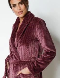 Peignoir Court En Polaire Peluche Texturé Avec Torsades -Lingerie Séries Magasin 704526 C01 zoomx vue5