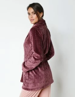 Peignoir Court En Polaire Peluche Texturé Avec Torsades -Lingerie Séries Magasin 704526 C01 zoomx vue6