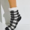 Chaussons-chaussettes Fourrés Antidérapants - Carreaux