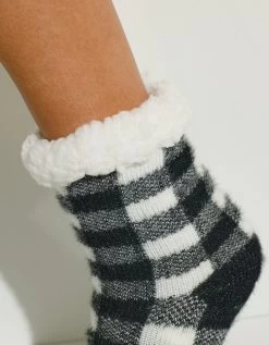 Chaussons-chaussettes Fourrés Antidérapants - Carreaux -Lingerie Séries Magasin 705356 C01 zoomx vue3