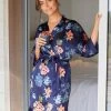 Kimono Court Satin Imprimé Floral