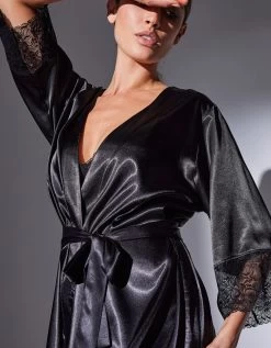 Peignoir Court Satin Et Dentelle -Lingerie Séries Magasin 706196 C01 zoomx vue3