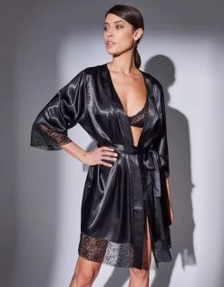 Peignoir Court Satin Et Dentelle -Lingerie Séries Magasin 706196 C01 zoomx vue4