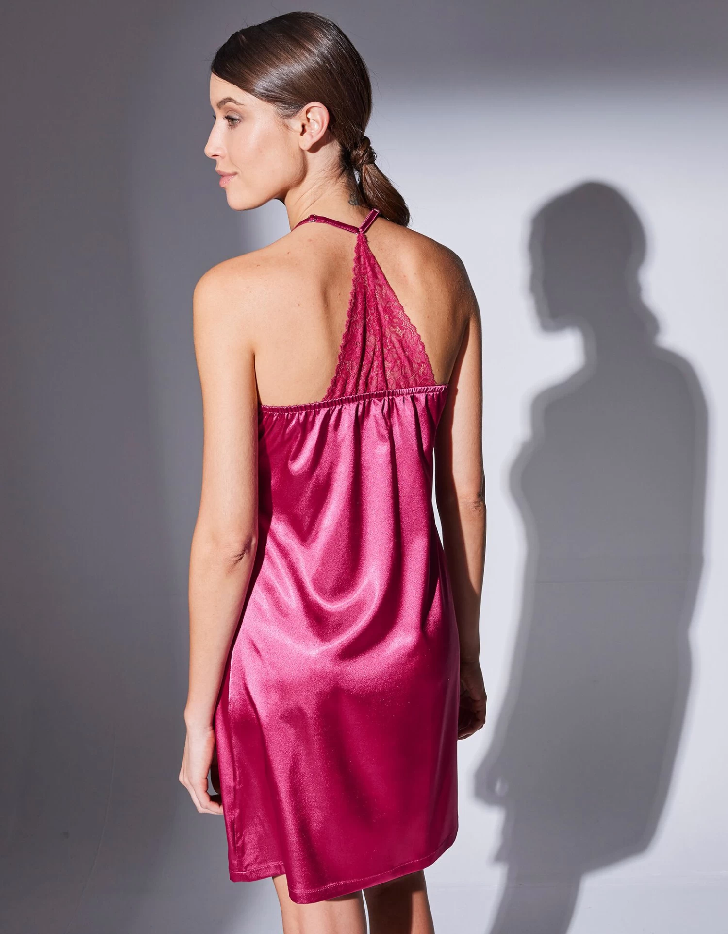 Nuisette Satin Et Dentelle - Col V 2 Nuisette Satin Et Dentelle - Col V – Image 2