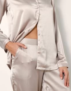 Pyjama Col Tailleur En Satin Uni -Lingerie Séries Magasin 706201 C01 zoomx vue6
