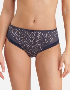 DIM Slip Generous Imprimé Pois Et Tulle