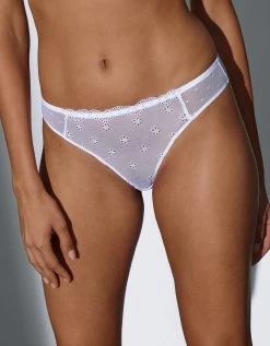 Culotte Forme Tanga Tulle Brodé Et Plumetis Lolak