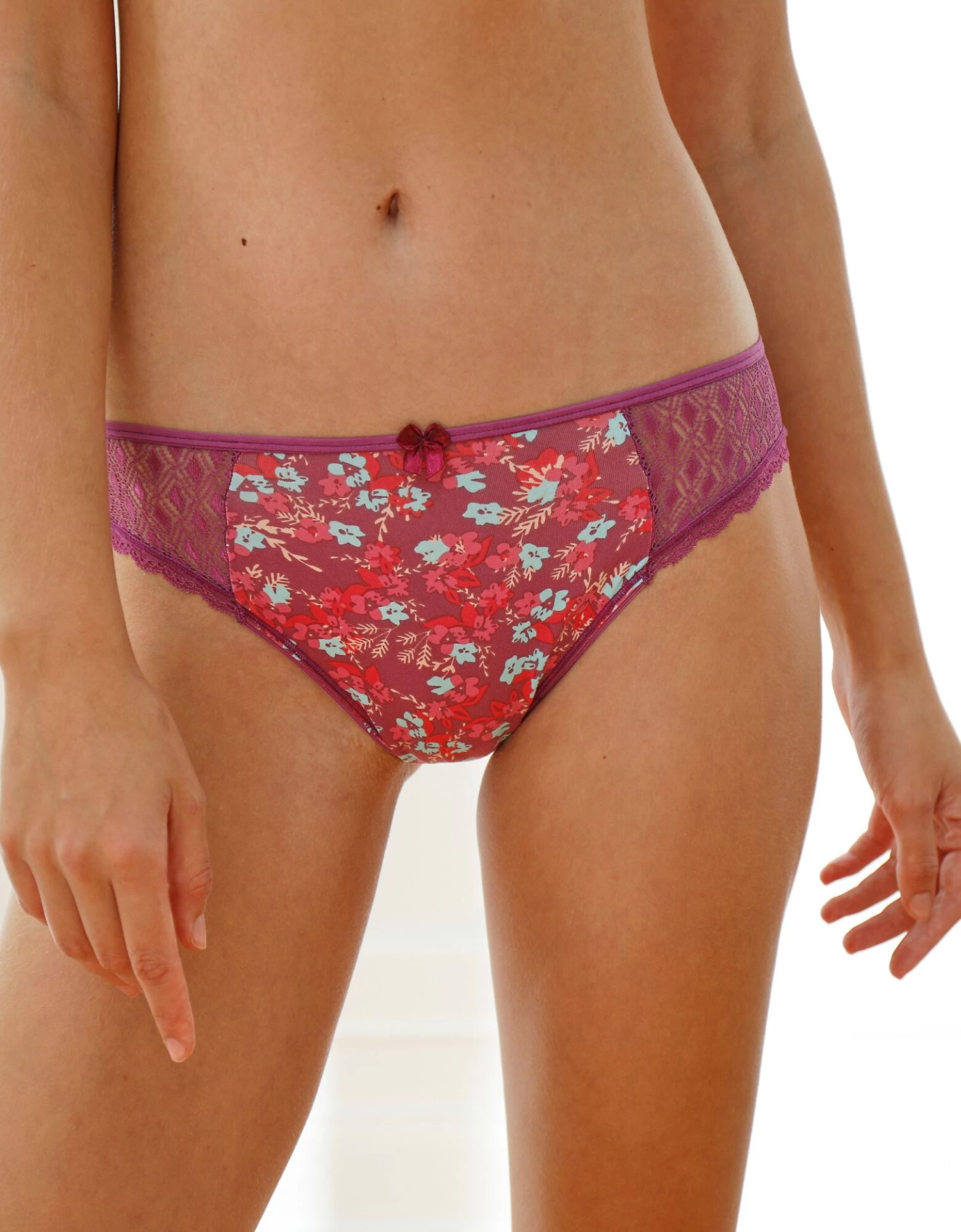 Culotte Midi Coton Dentelle Imprimé Fleuri Coria - Lot De 2 1 Culotte Midi Coton Dentelle Imprimé Fleuri Coria - Lot De 2