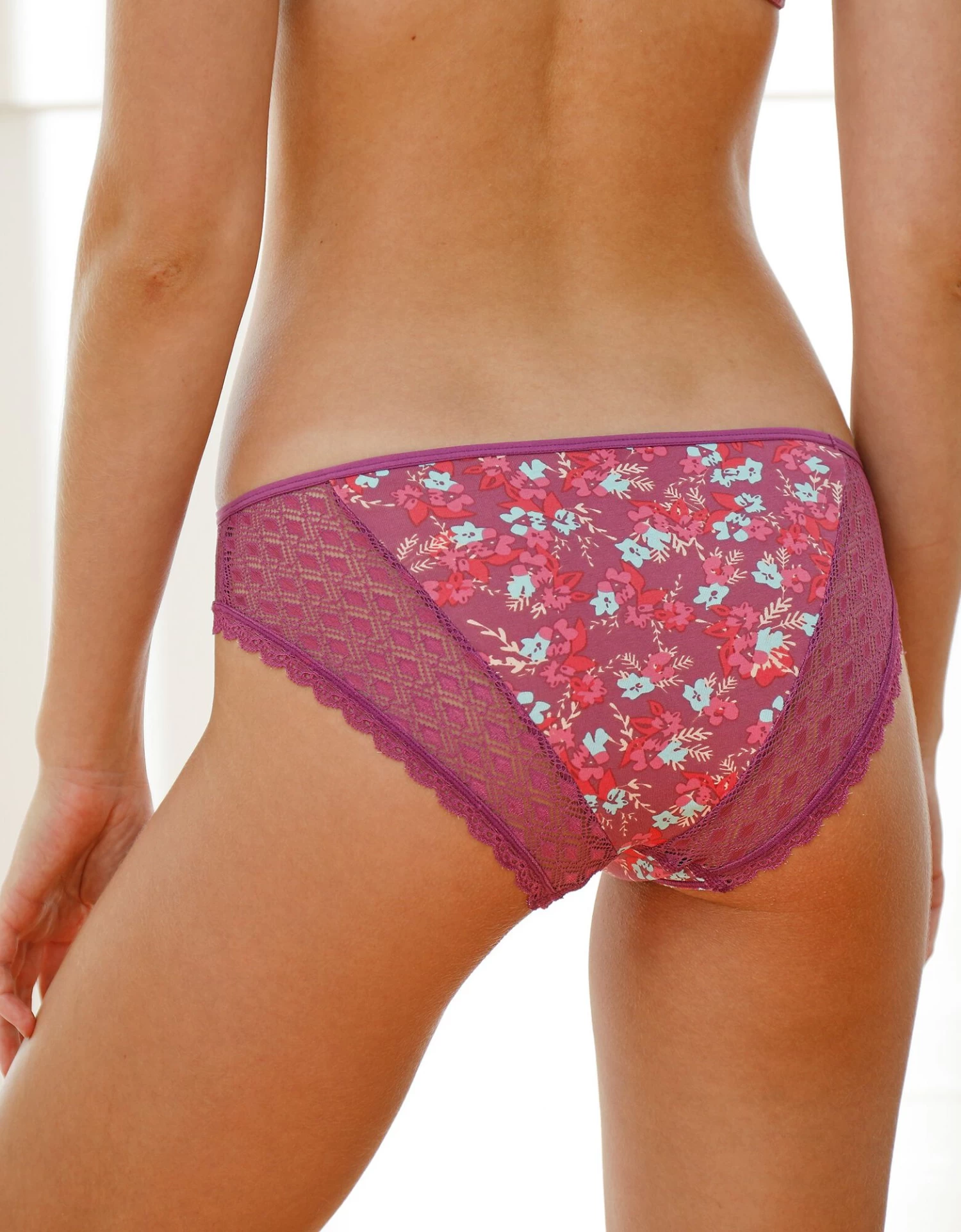 Culotte Midi Coton Dentelle Imprimé Fleuri Coria - Lot De 2 2 Culotte Midi Coton Dentelle Imprimé Fleuri Coria - Lot De 2 – Image 2